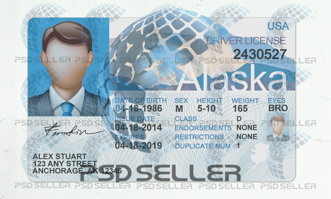 Alaska Driver License Psd Template V1