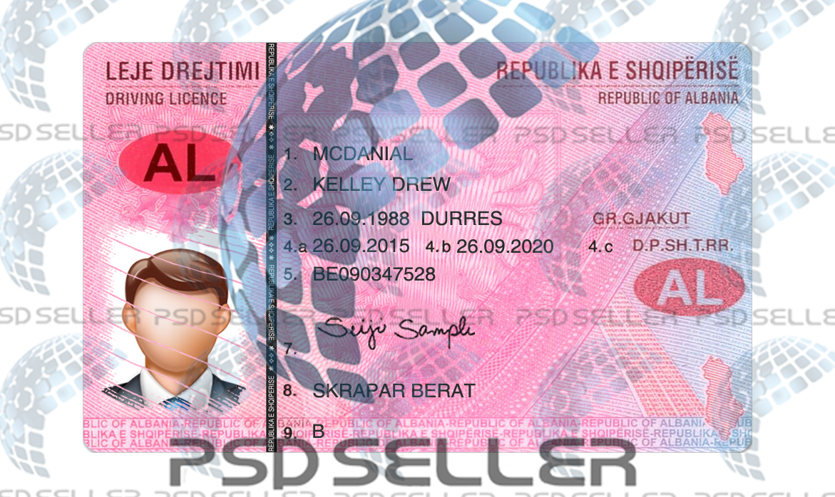 Albania Driver License Psd Template