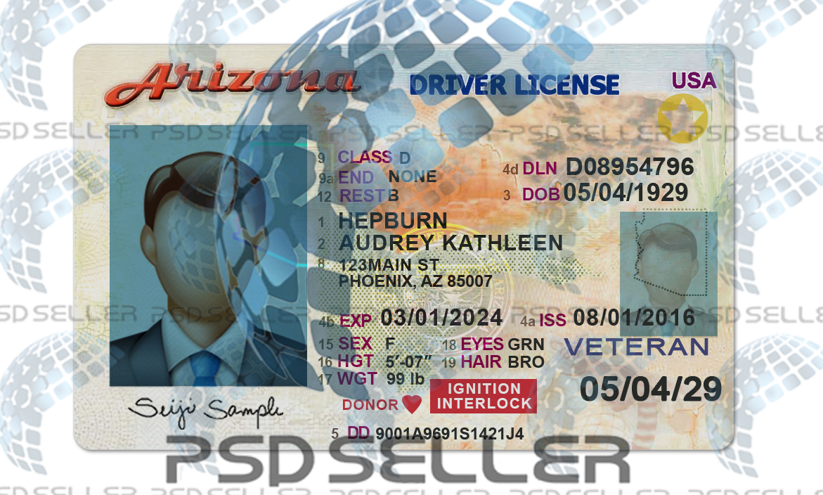 Arizona Driver License Psd Template