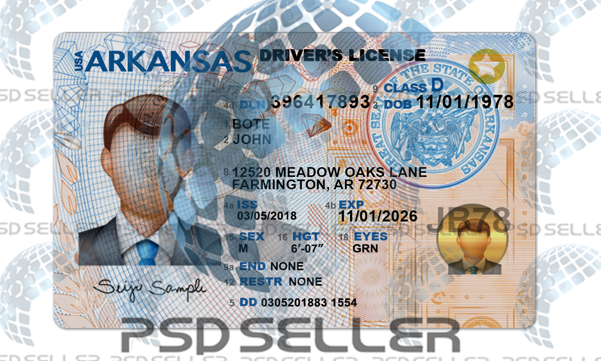 Arkansas Driver License Psd Template V1