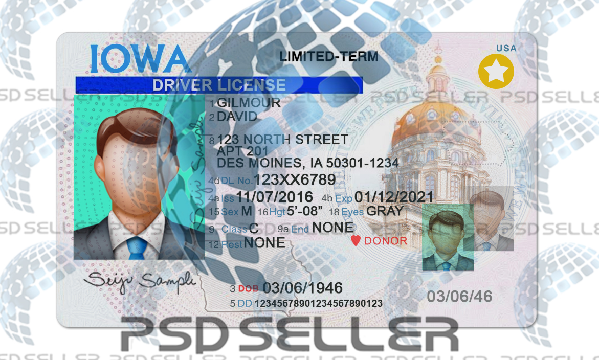 Iowa Driver License Psd Template