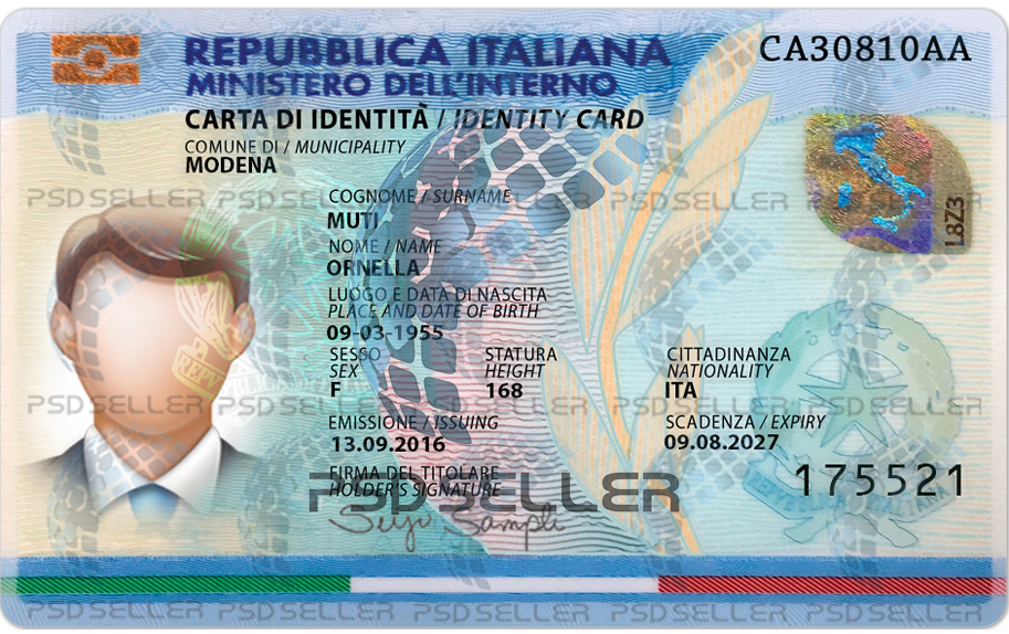 Italy ID Card Template Psd