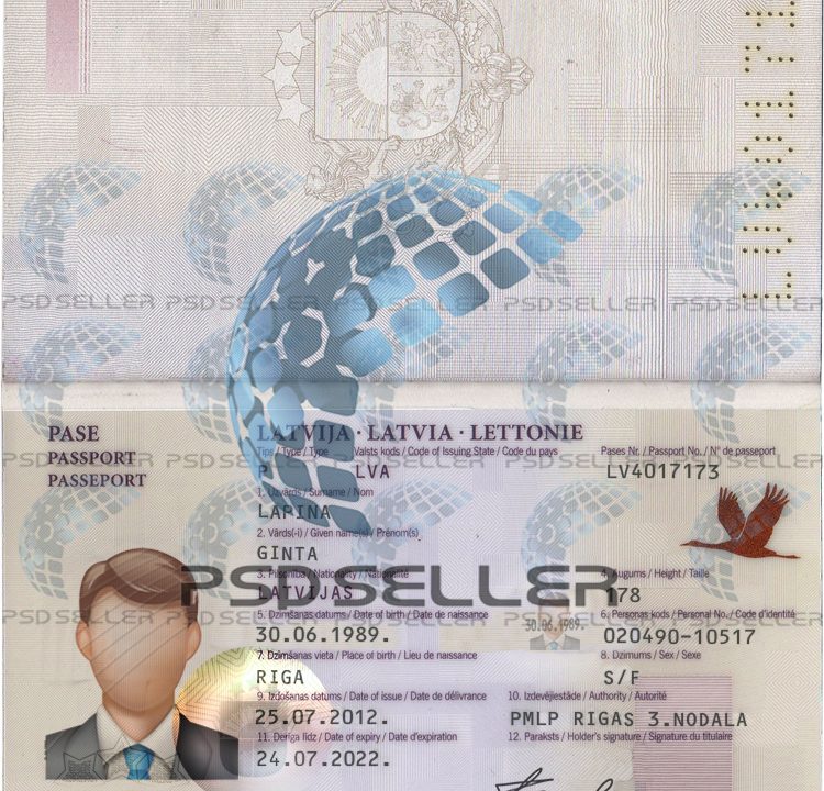 Latvia Passport Template Psd