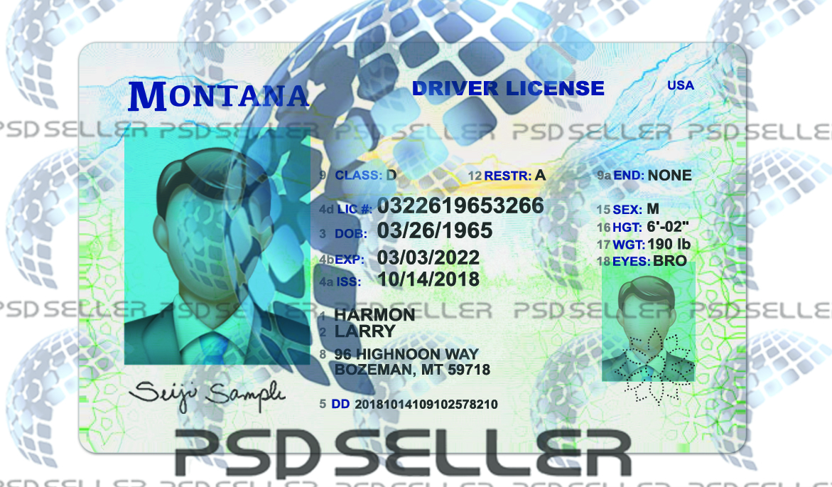 Montana Driver License Psd Template