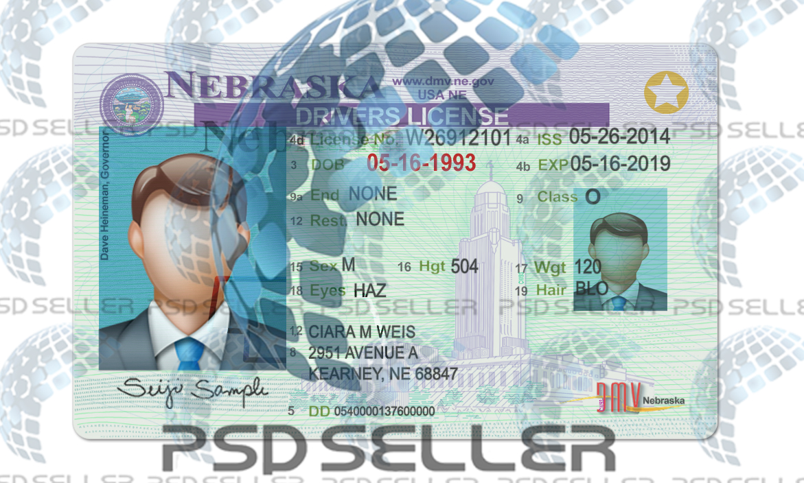 Nebraska Driver License Psd Template