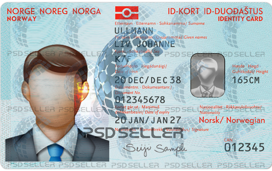 Norway ID Card Template Psd