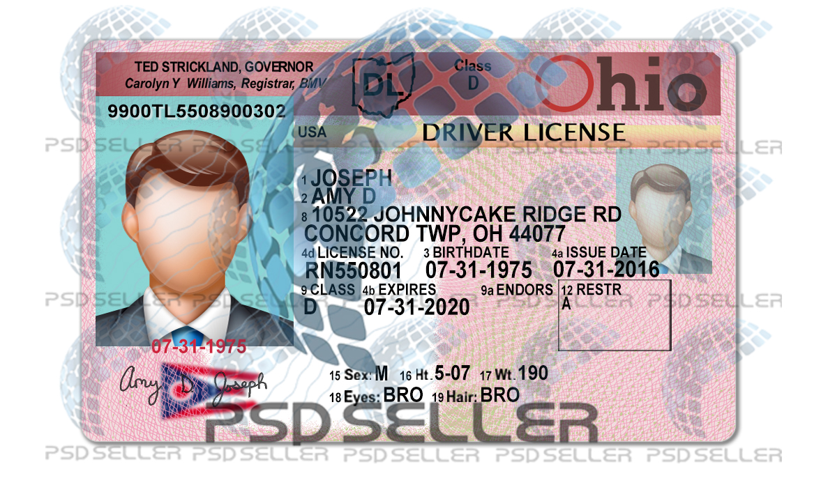 Ohio Driver License Psd Template V1