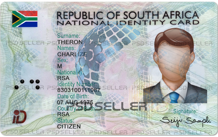 South Africa ID Card Template Psd