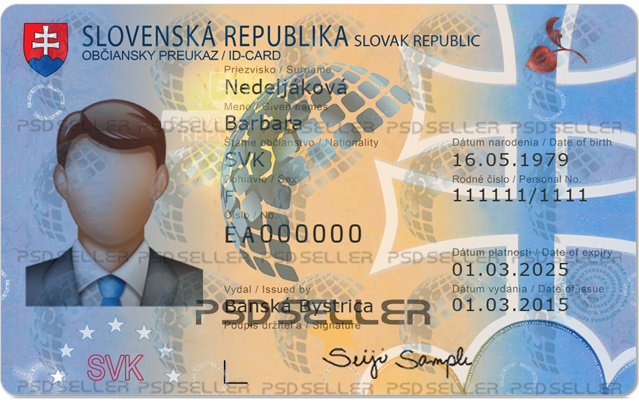 Slovakia ID Card Template Psd