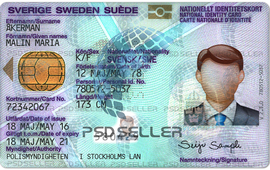 Sweden ID Card Template Psd