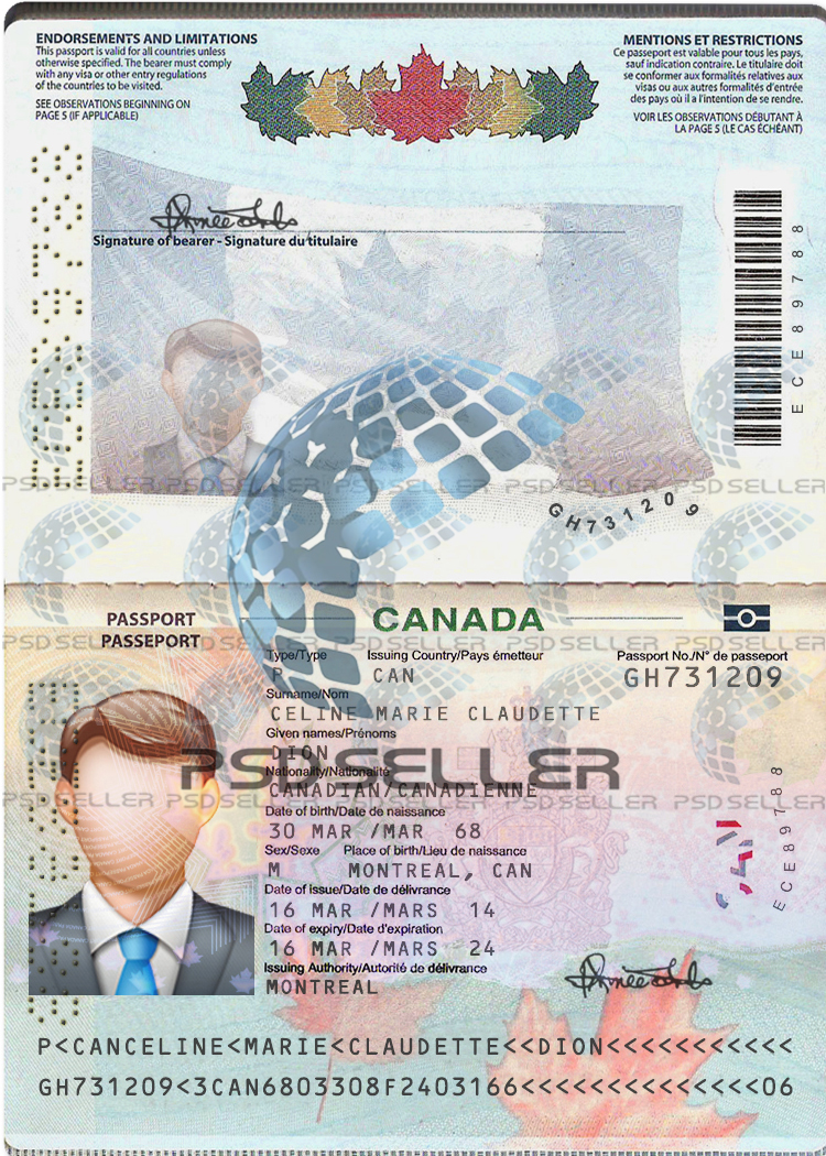 Canada Passport Template Psd