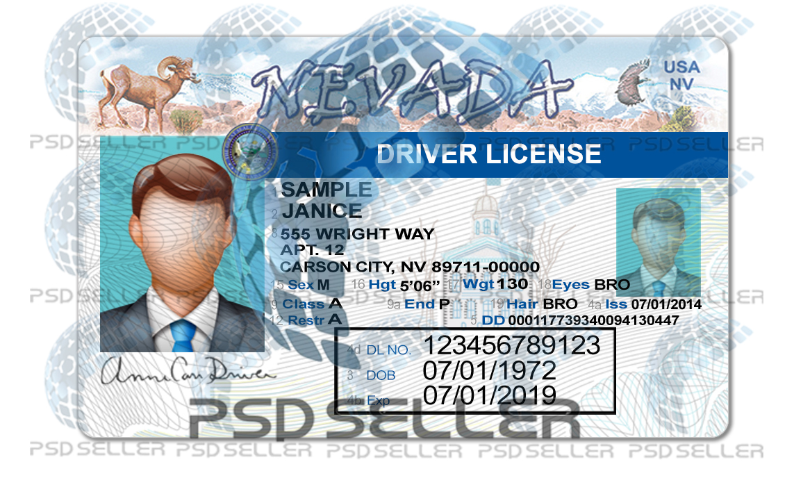 Nevada Driver License Psd Template