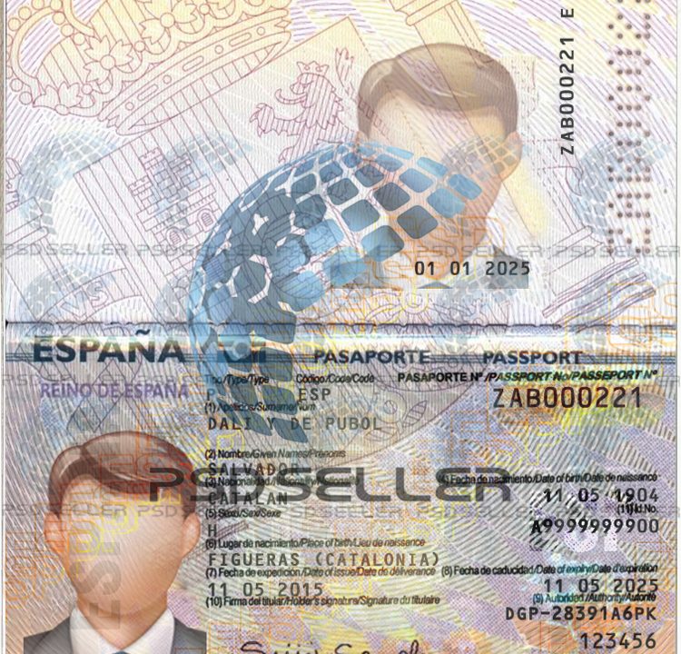 Spain Passport Template Psd