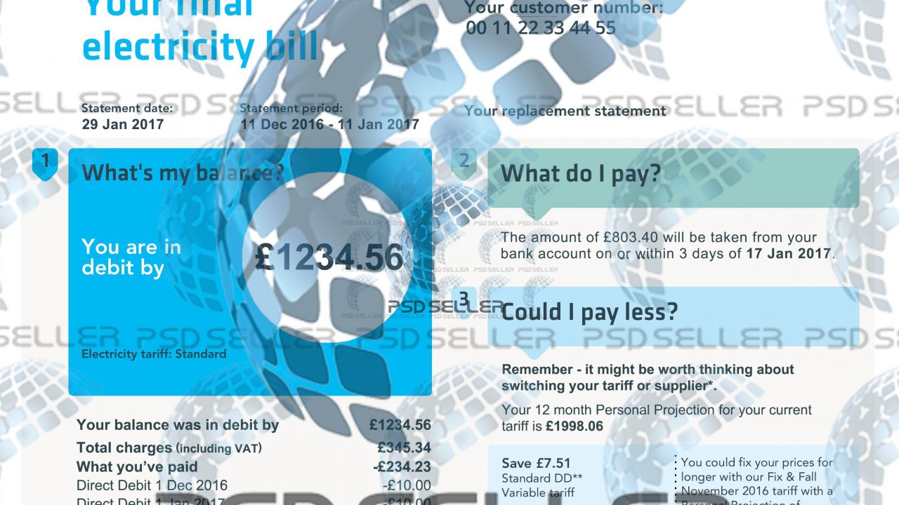 United kingdom Utility Bill Psd Template: United Kingdom Proof Of Address Psd Template: British Gas Bill PSD Template