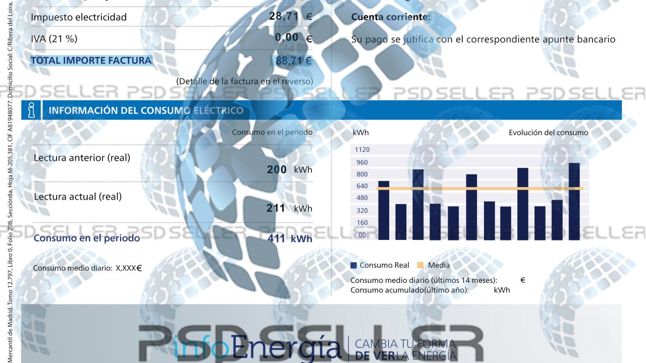 Spain Utility Bill Psd Template: Spain Proof Of Address Psd Template