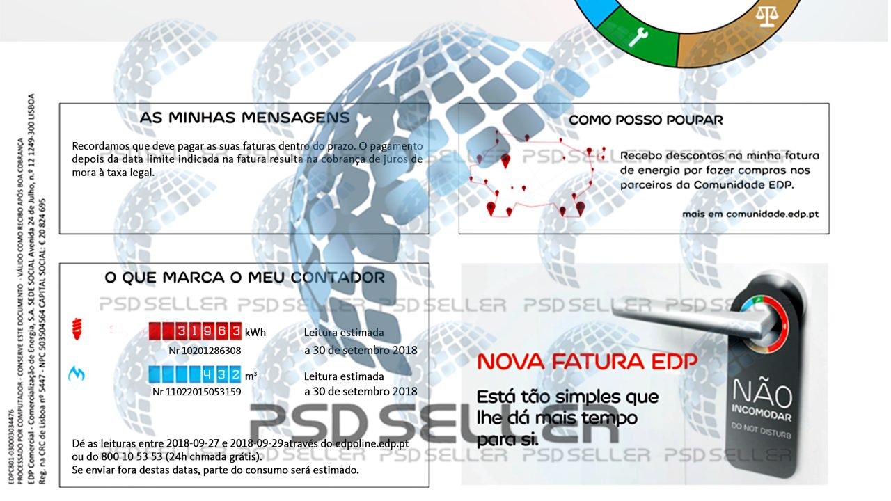 Portugal Utility Bill Psd Template V1: Portugal Proof Of Address Psd Template