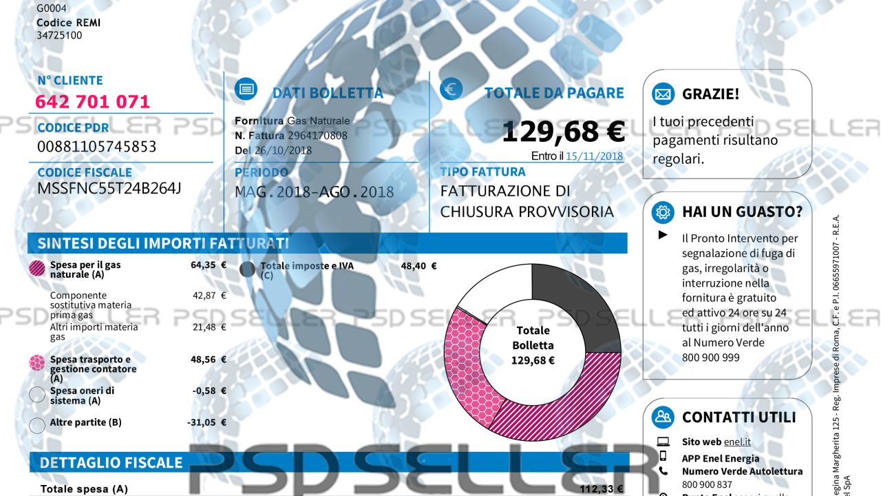 Italy Utility Bill Psd Template: Italy Proof Of Address Psd Template V1