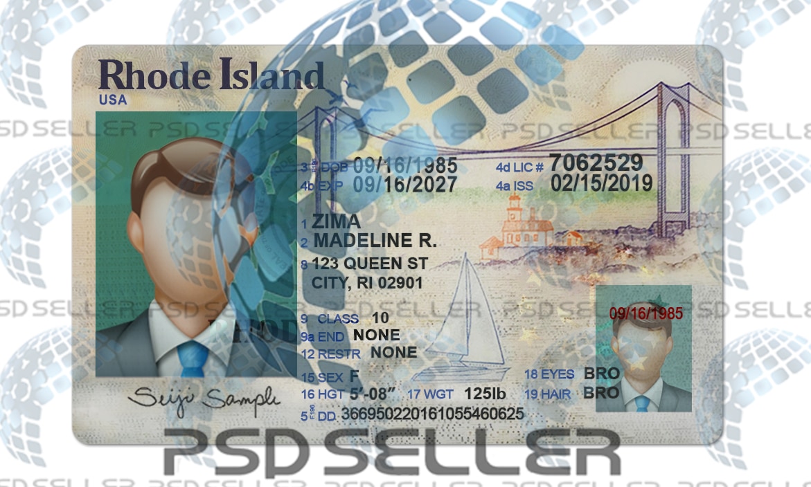 Rhode Island Driver License Psd Template